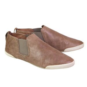 Frye BROWN REAL LEATHER ELASTIC SIDE ROUND TOE COMFORT LOAFER FLATS SHOES 9.5M